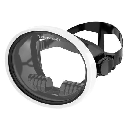 Oval Diving Mask, Retro-Style Sport Panoramic Wide-View Scuba Goggles with Tempered Glass Lens for Adults, Diving Gear
