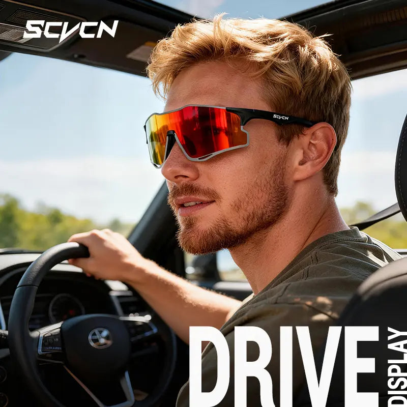 SCVCN Unisex Rimless Sports Sunglasses, Lightweight TR 90 Frame with Ventilated Photochromic or Mirrored PC Lenses, UV Protection for Outdoor Sports