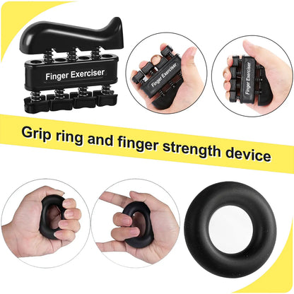 5-In-1 Complete Grip Strength Trainer Kit, Adjustable 11-132Lbs Hand Grip Strengthener, Finger Exerciser & Wrist Forearm Workout Equipment for Home Gym, Fitness, Rock Climbing, Athlete Training & Injury Recovery