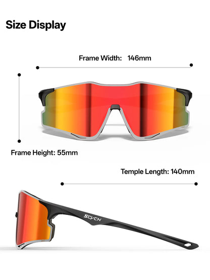 SCVCN Unisex Rimless Sports Sunglasses, Lightweight TR 90 Frame with Ventilated Photochromic or Mirrored PC Lenses, UV Protection for Outdoor Sports