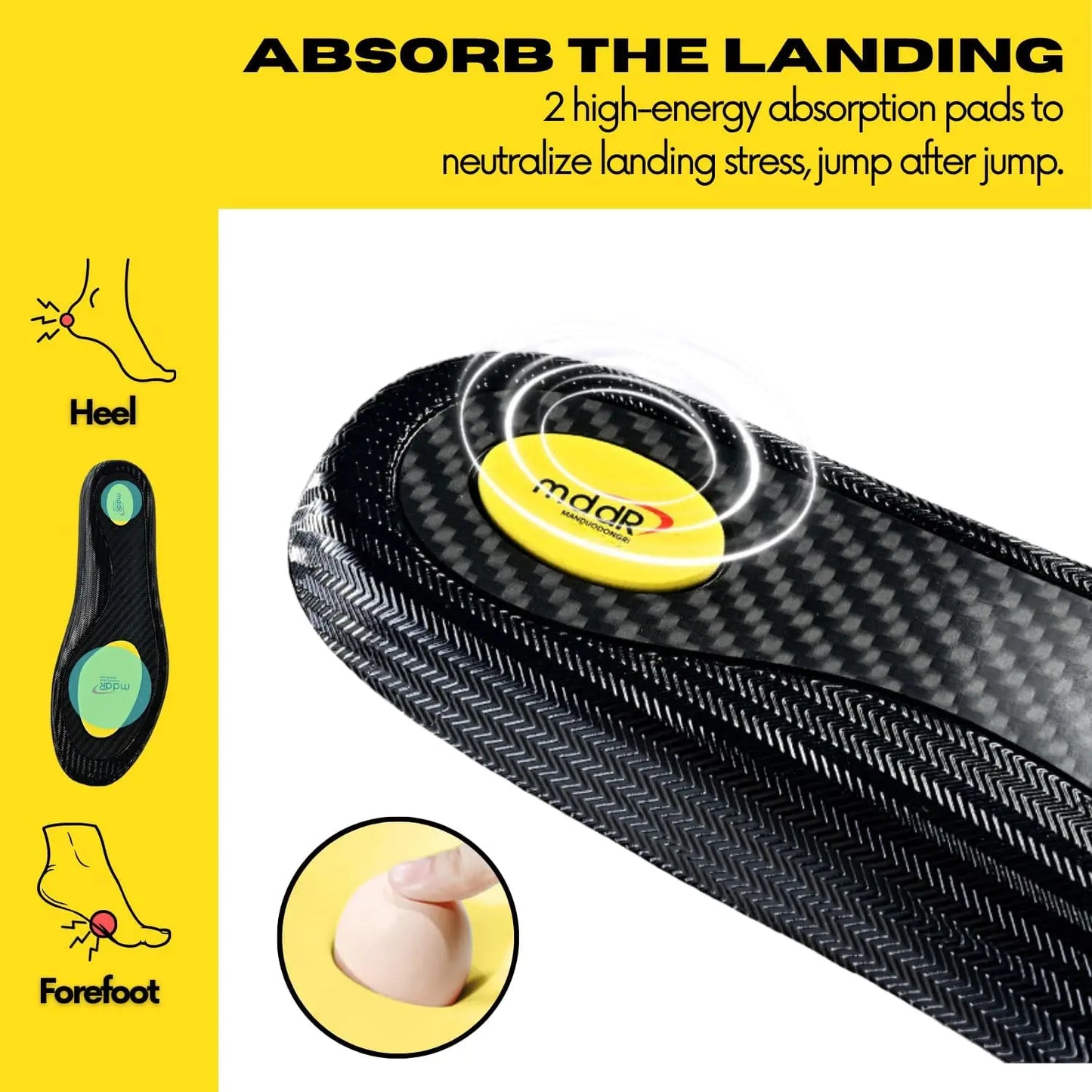 Athletic Carbon Fiber Shoe Insoles for Men & Women - Arch Support, Breathable All-Season Soles for Running, Soccer