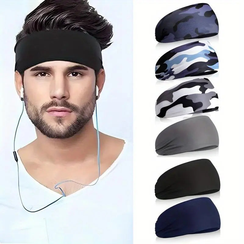 5 Pack Wide Stretchy Headbands for Women & Men, Non-Slip Moisture Wicking Running Headband for Athletic Workouts & Yoga