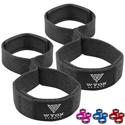 WYOX Figure 8 Weight Lifting Straps for Weightlifting Heavy Duty Deadlifting Workout Straps | Wrist Wraps Gym Equipment Gear Men Women PAIR (Blue)