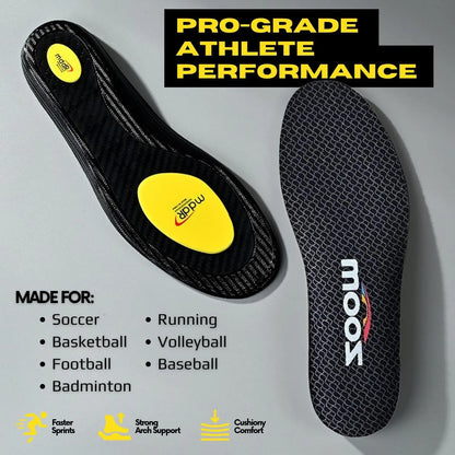 Athletic Carbon Fiber Shoe Insoles for Men & Women - Arch Support, Breathable All-Season Soles for Running, Soccer