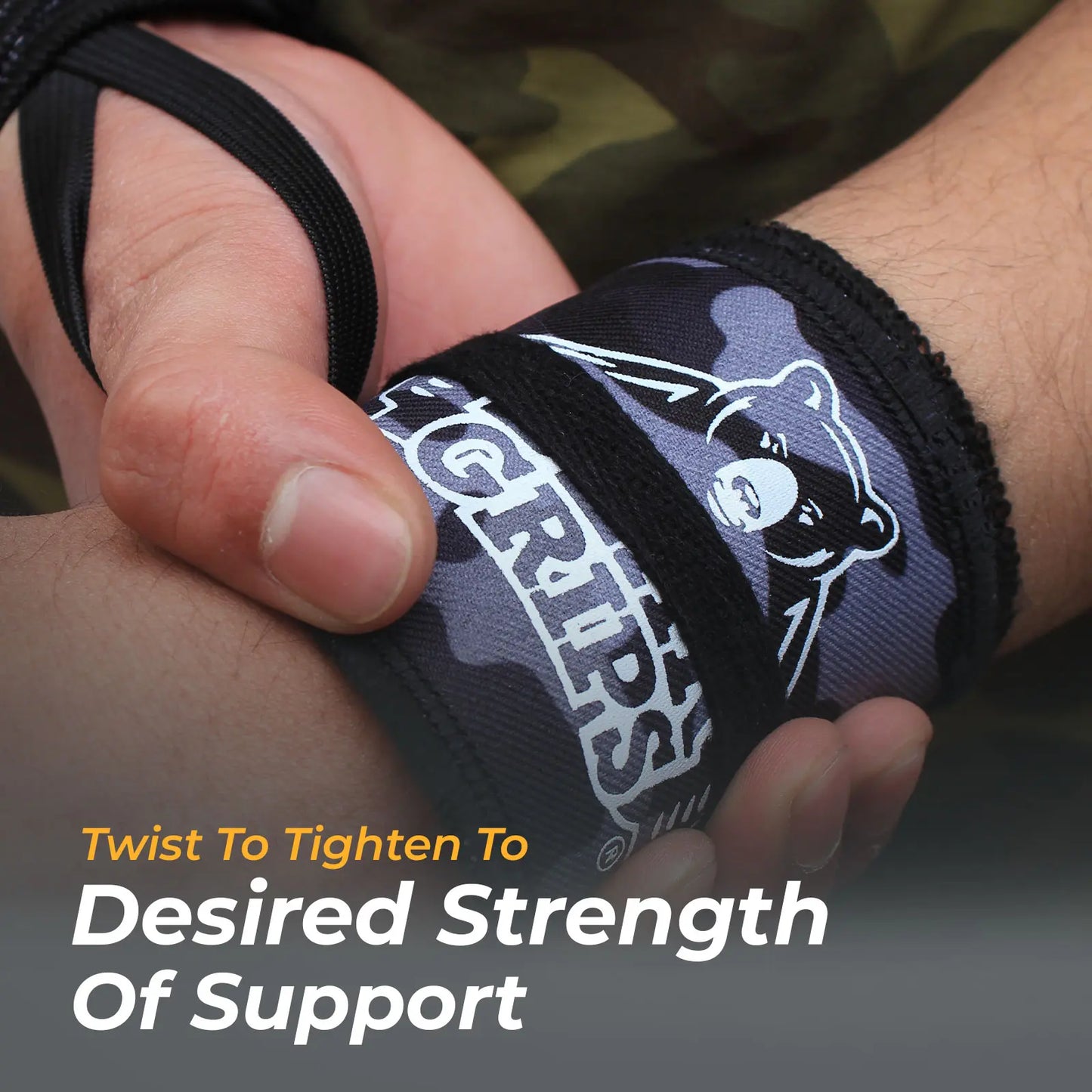 Bear Grips Strength Wraps, Adjustable Wrist Support for Weightlifting, Olympic Lifting, WOD, Calisthenics, Body Weight, Cross Training, Functional Fitness - for Men, and Women - Pair