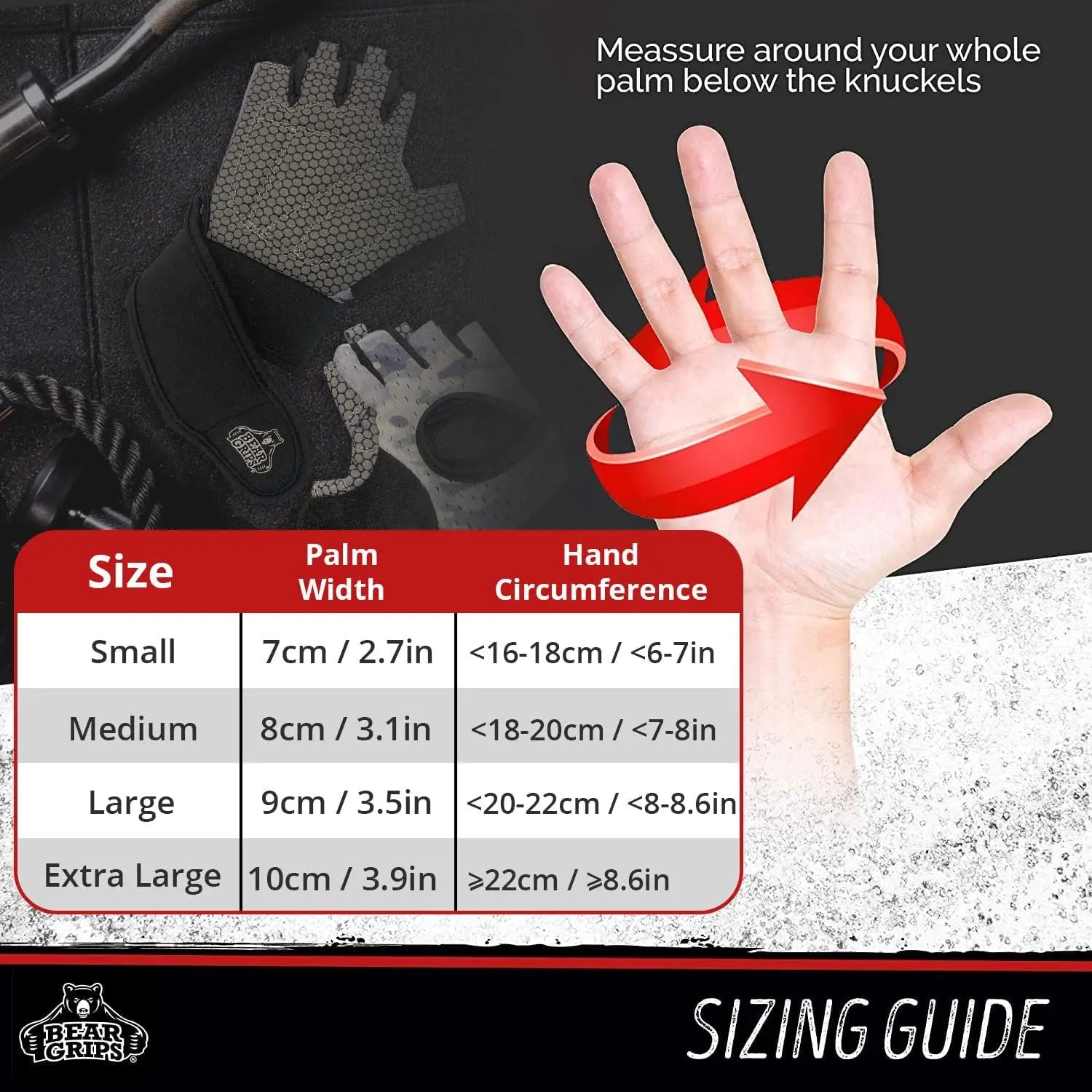 Bear Grips Weight Lifting Gloves for Men & Women | Half Finger Lifting Gloves | Full Finger Workout Gloves for Men | No Finger Exercise Gloves L Compression Weightlifting Gloves | Gym Gloves for Men
