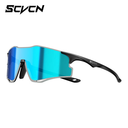 SCVCN Unisex Rimless Sports Sunglasses, Lightweight TR 90 Frame with Ventilated Photochromic or Mirrored PC Lenses, UV Protection for Outdoor Sports