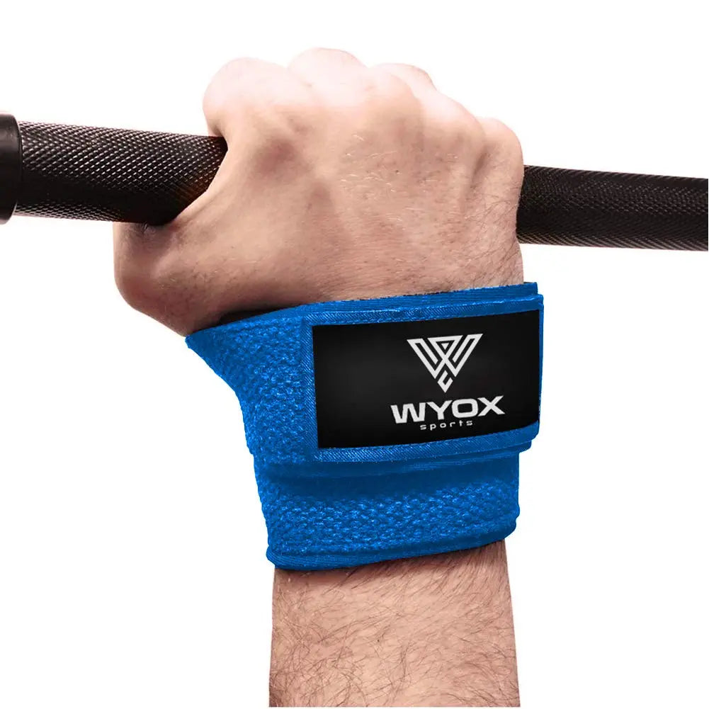 WYOX Figure 8 Weight Lifting Straps for Weightlifting Heavy Duty Deadlifting Workout Straps | Wrist Wraps Gym Equipment Gear Men Women PAIR (Blue)