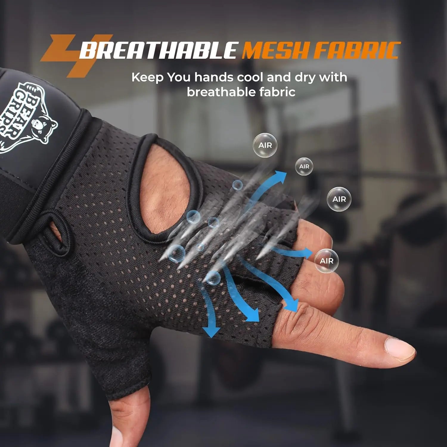Bear Grips Weight Lifting Gloves for Men & Women | Half Finger Lifting Gloves | Full Finger Workout Gloves for Men | No Finger Exercise Gloves L Compression Weightlifting Gloves | Gym Gloves for Men