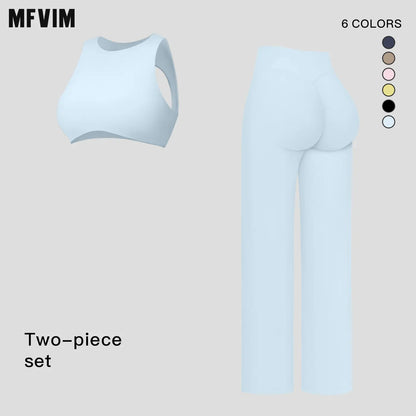 MFVIM Women'S New Fuzzy 2-Piece Sculpting Workout Outfit - Tummy Control, Butt-Lifting Running Outfits, Outdoor Athletic Sportswear Pants Sports Set, Matching Sets for Gym, Casual Wear