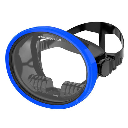 Oval Diving Mask, Retro-Style Sport Panoramic Wide-View Scuba Goggles with Tempered Glass Lens for Adults, Diving Gear