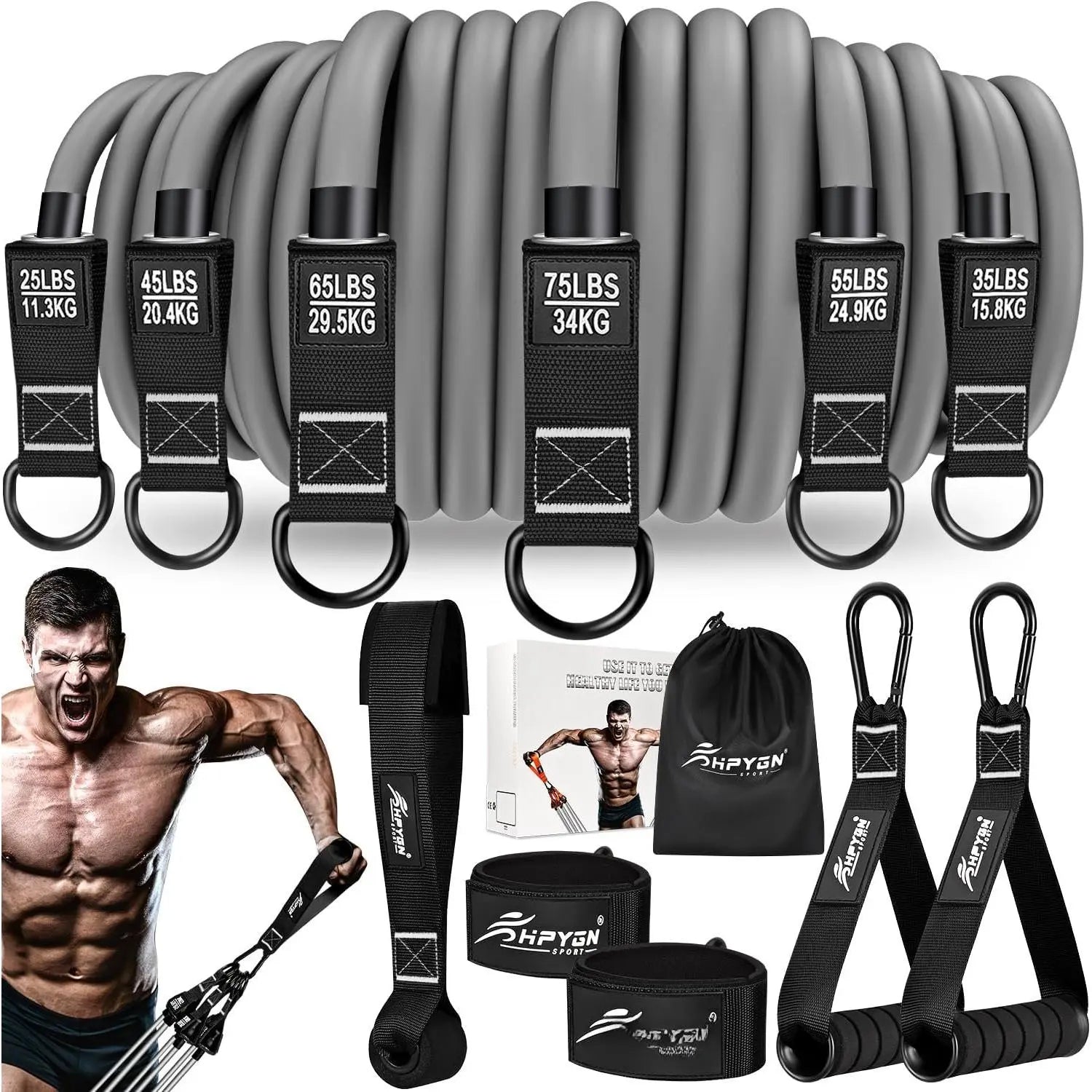 Heavy Resistance Bands, 300LBS Exercise Bands for Working Out, Fitness Bands with Handles, Workout Bands for Men, Weight Bands Set for , Strength, Slim, Yoga, Gym Equipment