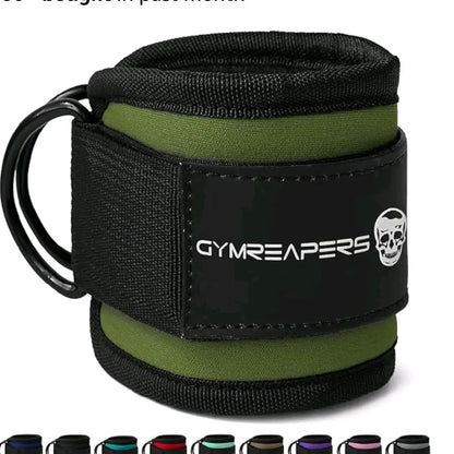 Gymreapers Ankle Straps for Cable Machine Kickbacks, Glute Workouts, Lower Body Exercises - Adjustable Leg Straps with Neoprene Padding - Fitness