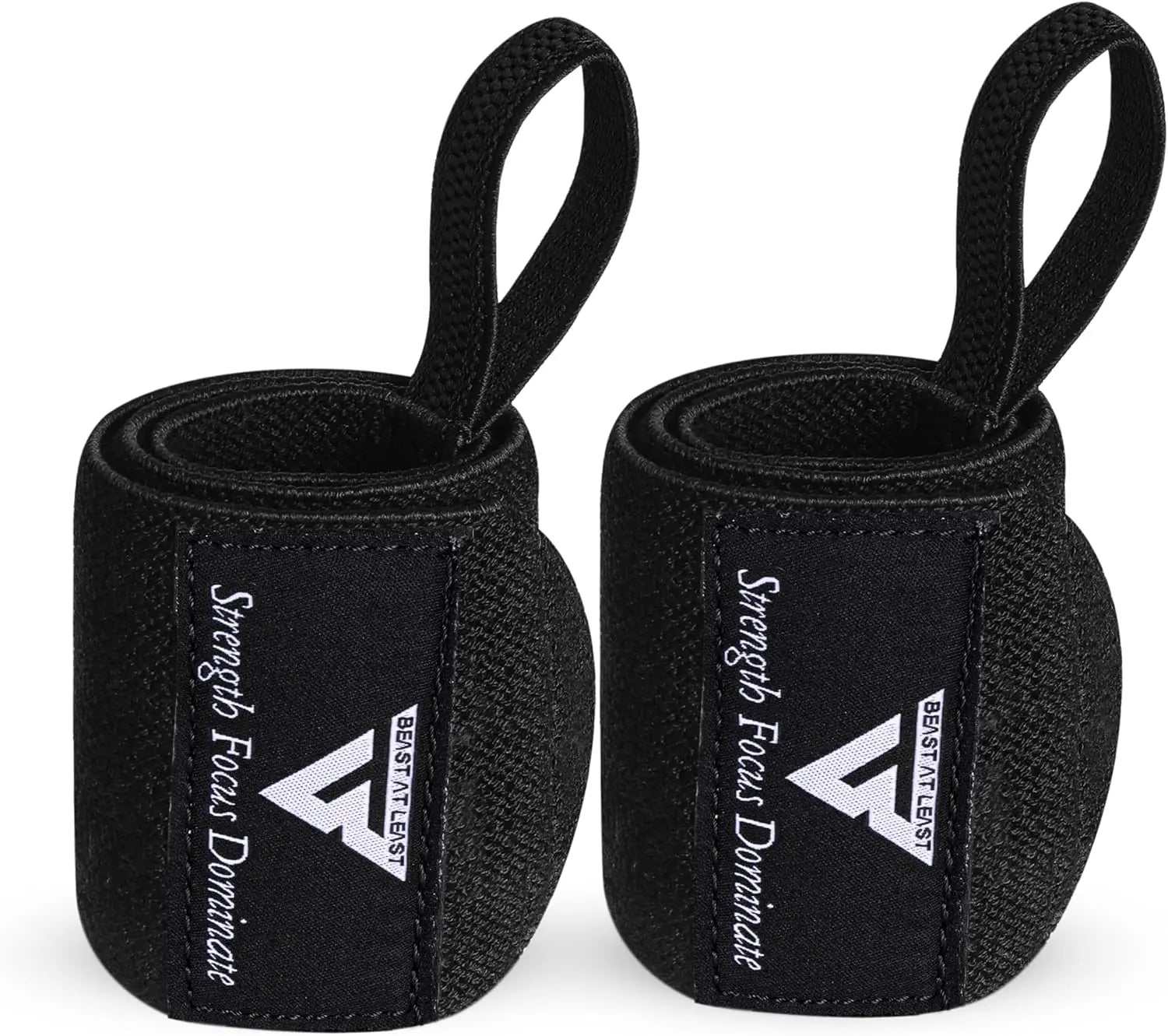 BEAST at LEAST Weightlifting Wrist Wraps 18 Heavy Duty Cotton Wrist Support with Thumb Loop for Powerlifting, Strength Training & Bodybuilding Workout Accessories