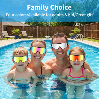 2 Pack Swim Goggles with Earplugs for Adult Kid 4-12 Men Women, Anti-Fog UV Protection No Leak 180° Wide View Clear Vision Pool Goggles
