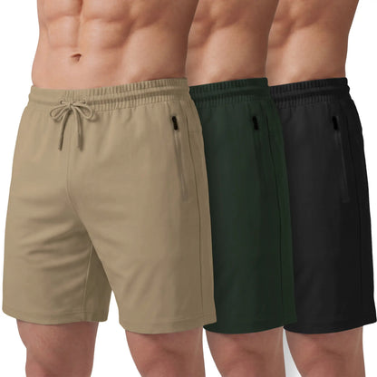 PURE CHAMP Men'S 3-Pack Athletic Shorts Set - 8" Fitness Workout Men’S Shorts for Basketball, Gym, Male Active Style with Zipper Pockets, S-3XL