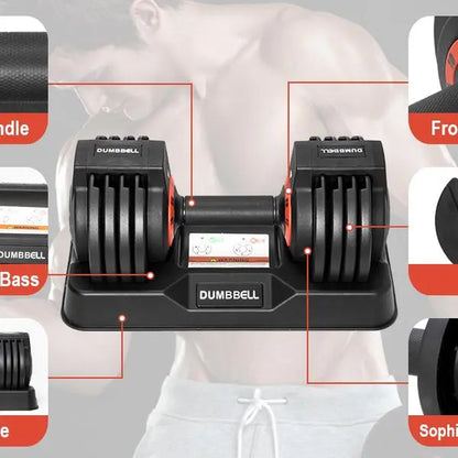 25/55 Lbs Pair Dumbbells Set, Adjustable Weights Dumbbells Set for Men and Women with Anti-Slip Fast Adjust Weight by Dumbbell Set