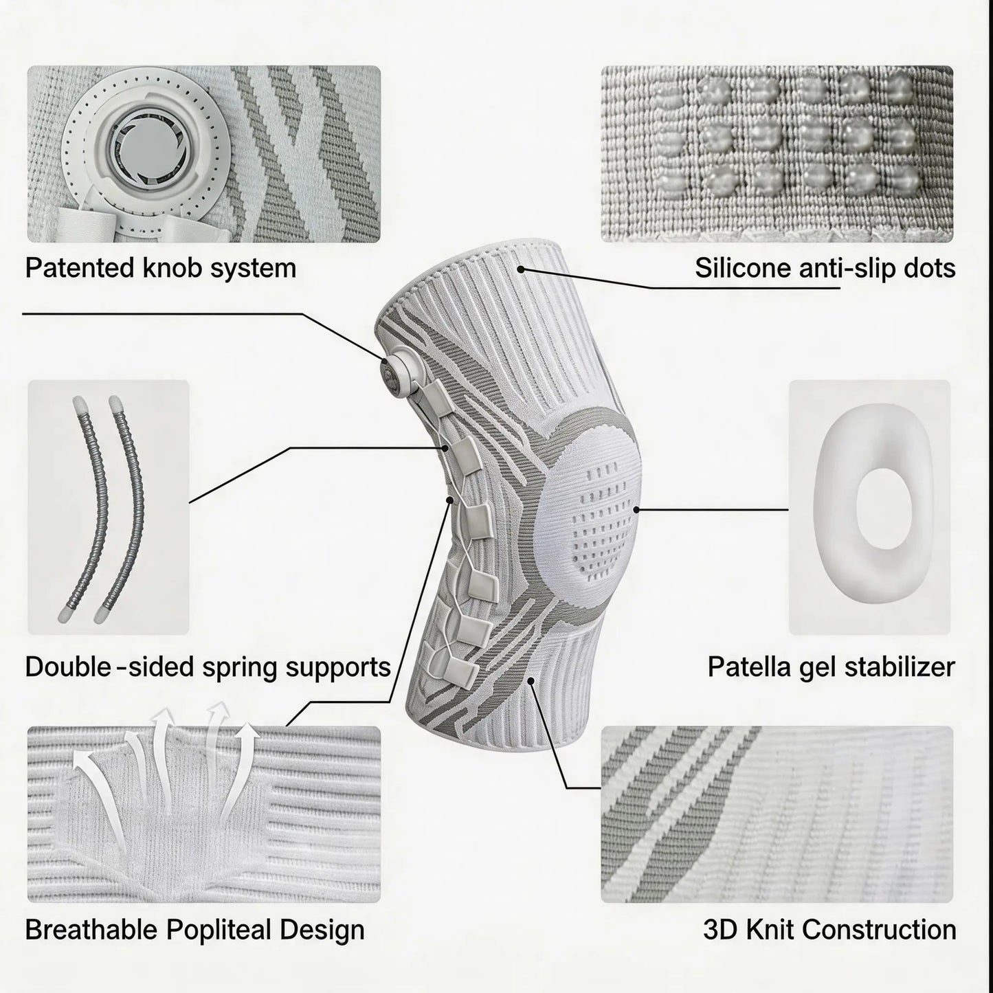 Adjustable Compression Knee Brace with Dial for Enhanced Support in Sports and Daily Activities