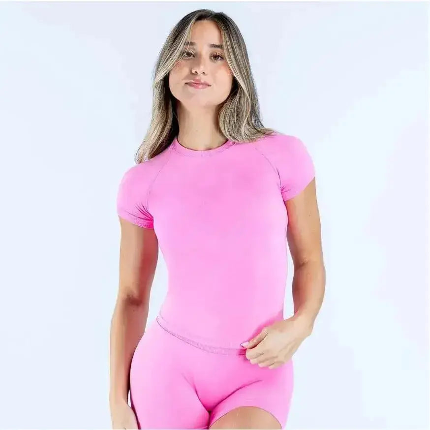 DFYNE Impact 2-Piece Seamless Shock Fitness Compression Top & Pant Set - Quick-Drying, Breathable, Lightweight Nylon for Yoga, Sports, Leisure - Figure-Shaping, Slim-Fit, Moisture-Wicking, Four-Way Stretch 2026 NEW (For Yoga, Sports)