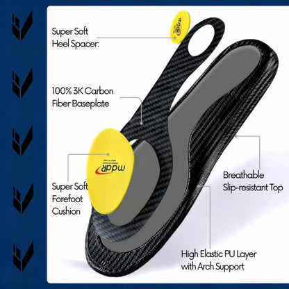 Athletic Carbon Fiber Shoe Insoles for Men & Women - Arch Support, Breathable All-Season Soles for Running, Soccer
