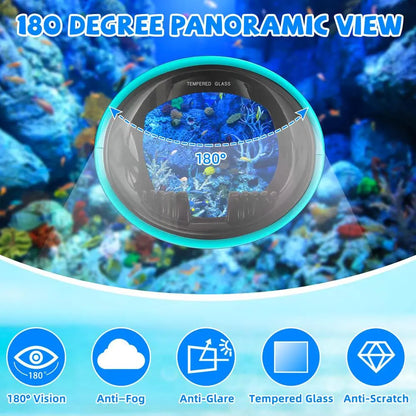 Oval Diving Mask, Retro-Style Sport Panoramic Wide-View Scuba Goggles with Tempered Glass Lens for Adults, Diving Gear
