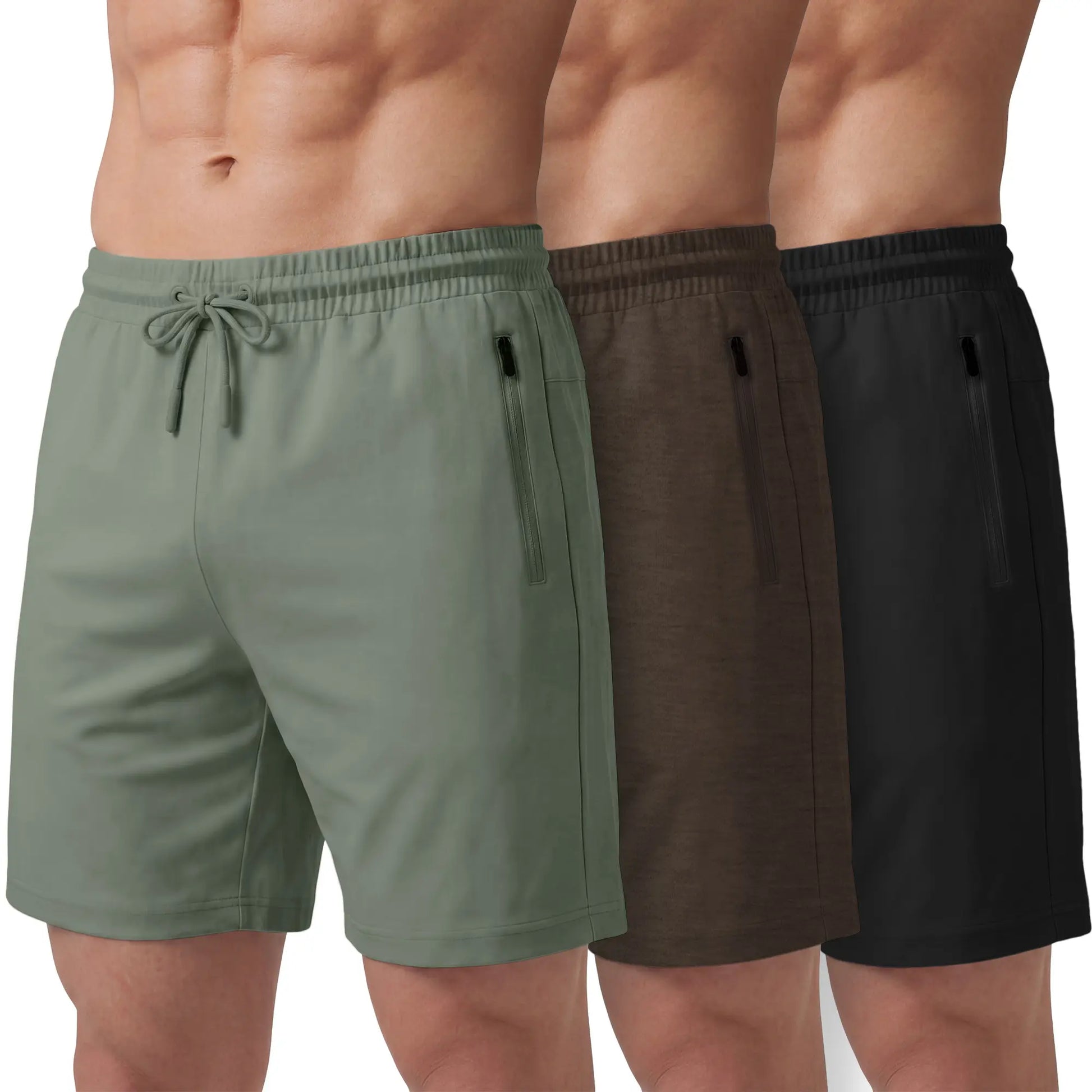 PURE CHAMP Men'S 3-Pack Athletic Shorts Set - 8" Fitness Workout Men’S Shorts for Basketball, Gym, Male Active Style with Zipper Pockets, S-3XL