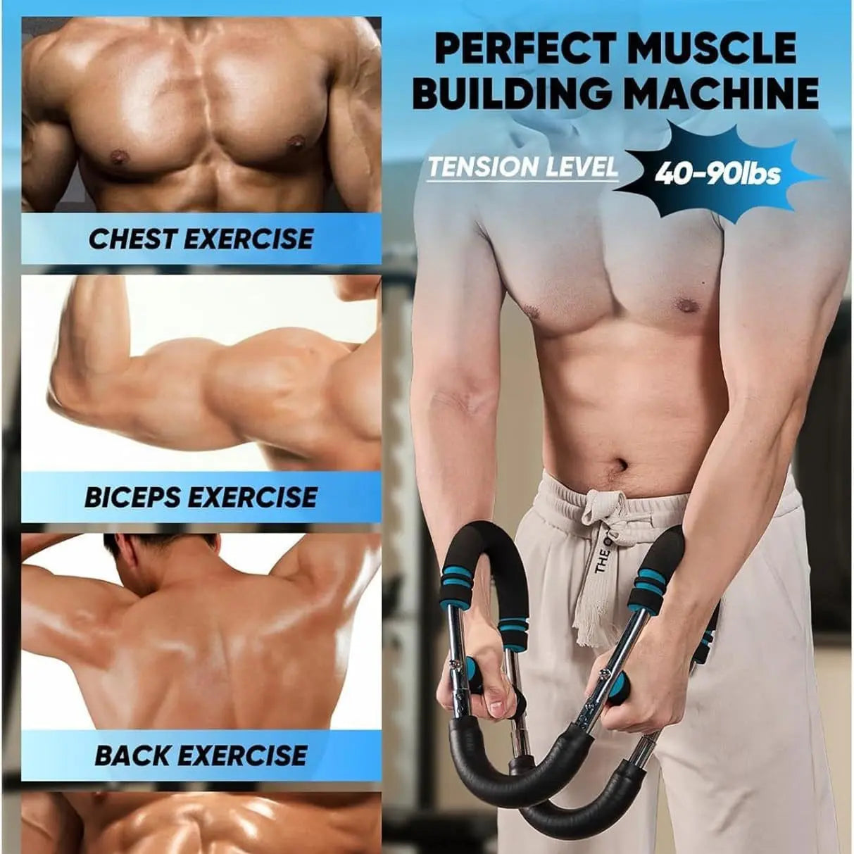 Arm Trainer, Adjustable Chest Workout Equipment, Arm Trainer for Men, Chest Trainer for Men, Shoulder Muscle Training, Portable Spring Resistance Home Fitness Equipment