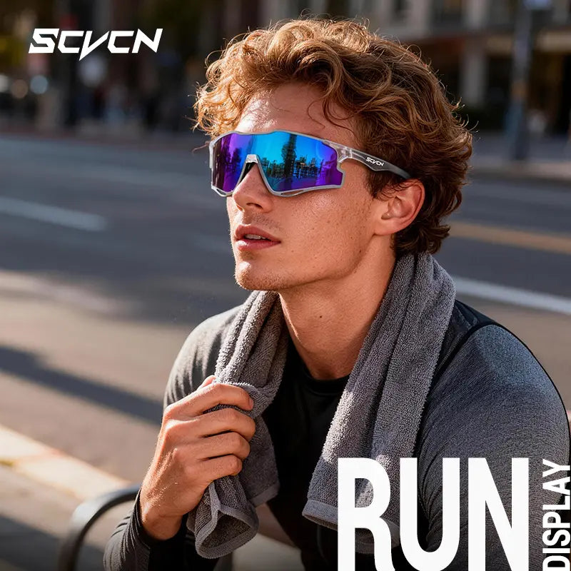 SCVCN Unisex Rimless Sports Sunglasses, Lightweight TR 90 Frame with Ventilated Photochromic or Mirrored PC Lenses, UV Protection for Outdoor Sports