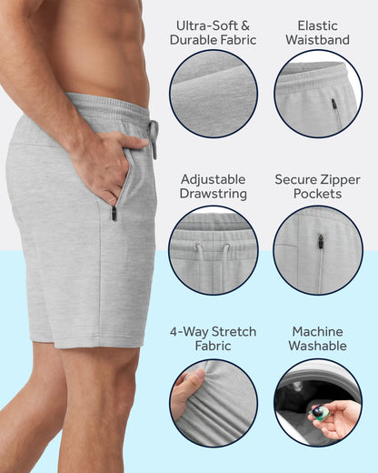 PURE CHAMP Men'S 3-Pack Athletic Shorts Set - 8" Fitness Workout Men’S Shorts for Basketball, Gym, Male Active Style with Zipper Pockets, S-3XL