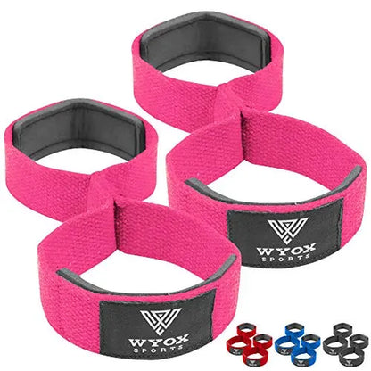WYOX Figure 8 Weight Lifting Straps for Weightlifting Heavy Duty Deadlifting Workout Straps | Wrist Wraps Gym Equipment Gear Men Women PAIR (Blue)
