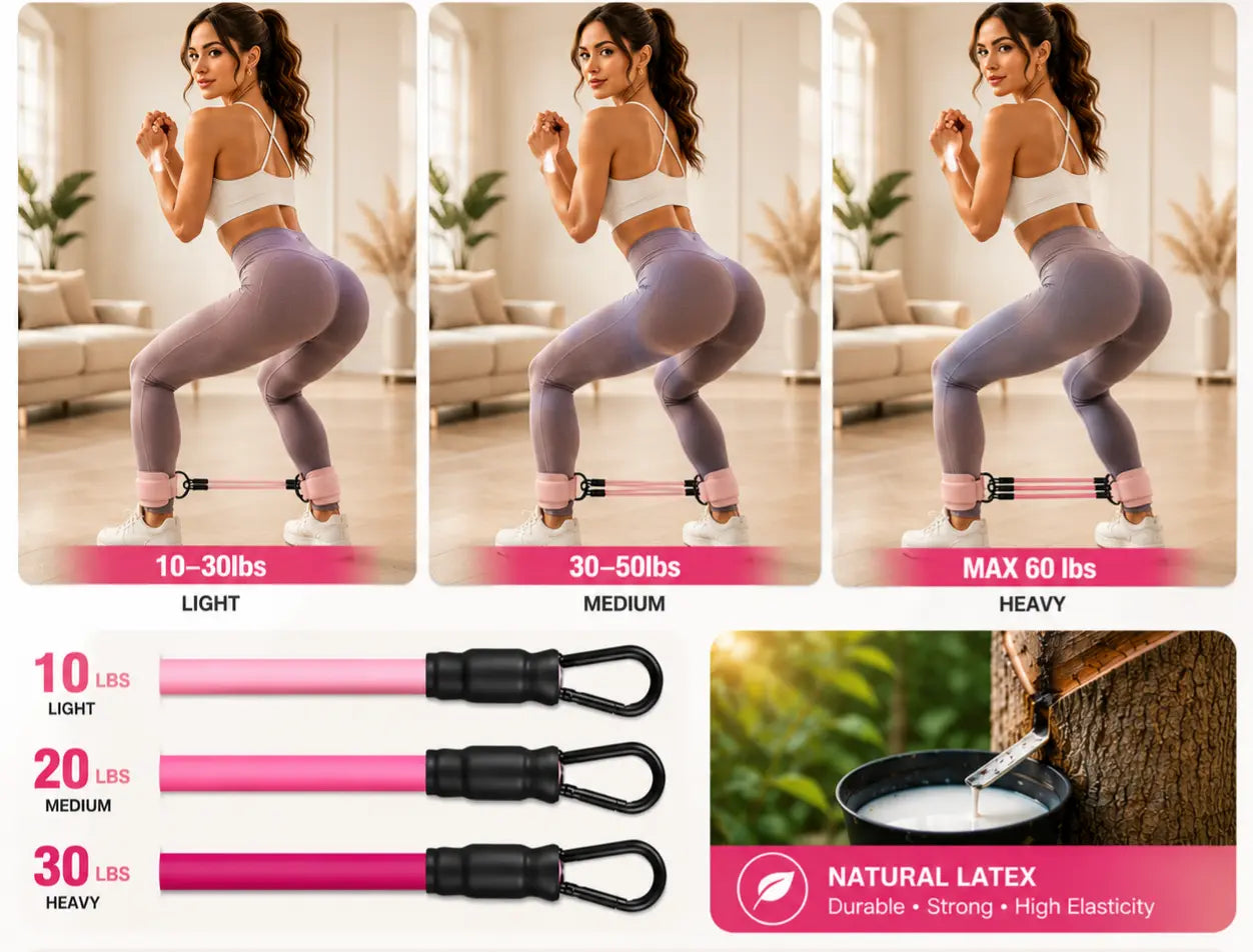 Women'S Premium Unisex Adjustable Ankle Resistance Bands Set with Cuffs - Home Workouts, Kickbacks and Booty Lift Exercises, Leg Workout, Versatile Lower Body Strength Training Fitness Equipment