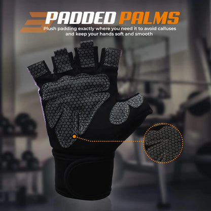 Bear Grips Weight Lifting Gloves for Men & Women | Half Finger Lifting Gloves | Full Finger Workout Gloves for Men | No Finger Exercise Gloves L Compression Weightlifting Gloves | Gym Gloves for Men