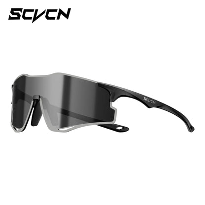 SCVCN Unisex Rimless Sports Sunglasses, Lightweight TR 90 Frame with Ventilated Photochromic or Mirrored PC Lenses, UV Protection for Outdoor Sports