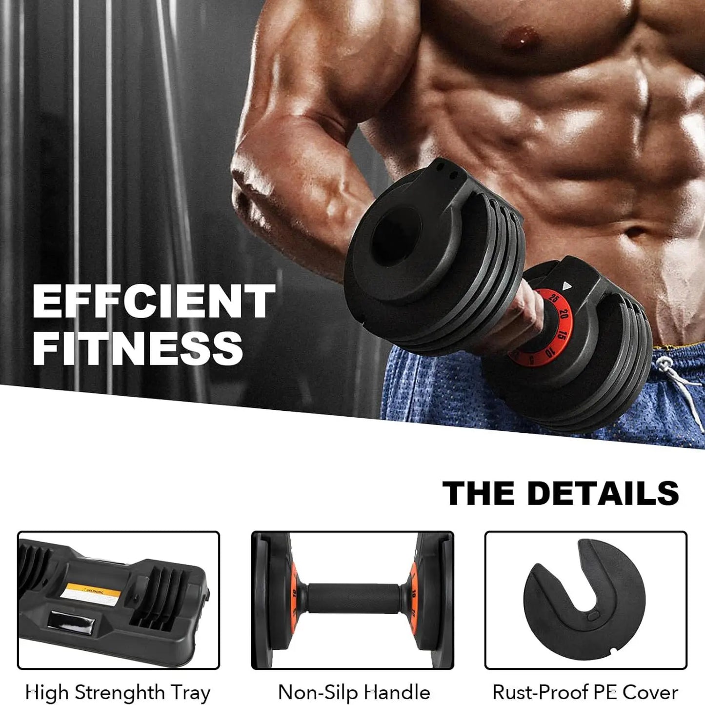 25/55 Lbs Pair Dumbbells Set, Adjustable Weights Dumbbells Set for Men and Women with Anti-Slip Fast Adjust Weight by Dumbbell Set