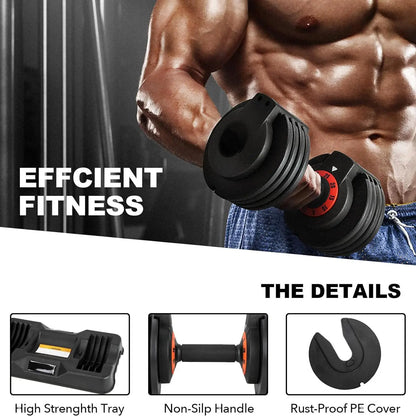 25/55 Lbs Pair Dumbbells Set, Adjustable Weights Dumbbells Set for Men and Women with Anti-Slip Fast Adjust Weight by Dumbbell Set