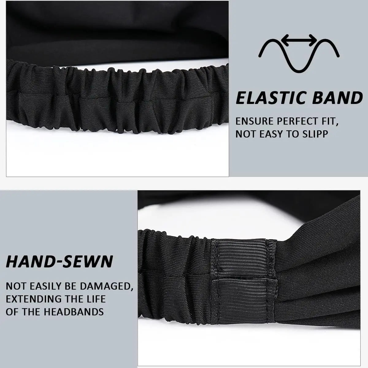 5 Pack Wide Stretchy Headbands for Women & Men, Non-Slip Moisture Wicking Running Headband for Athletic Workouts & Yoga