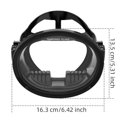 Oval Diving Mask, Retro-Style Sport Panoramic Wide-View Scuba Goggles with Tempered Glass Lens for Adults, Diving Gear