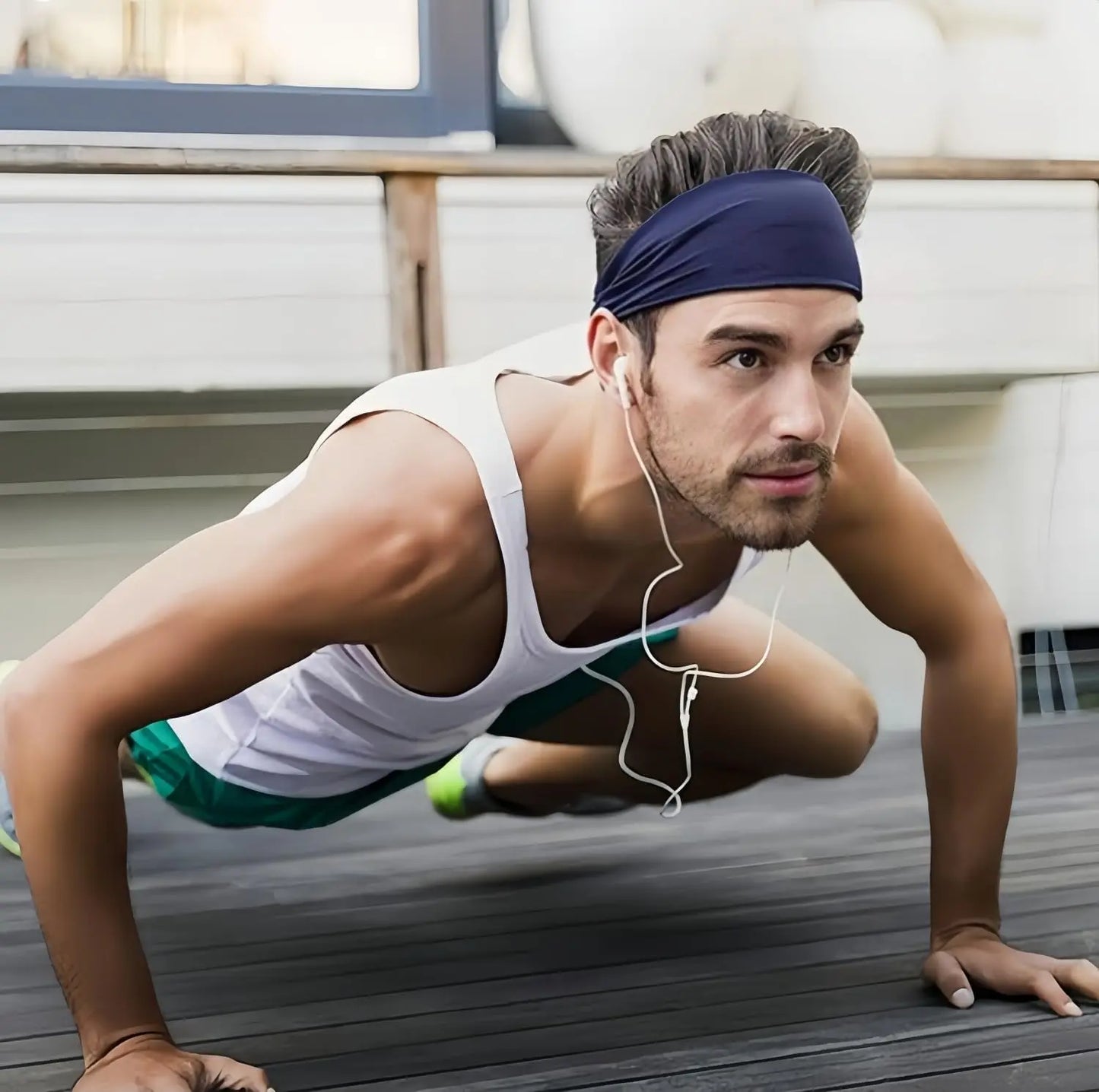 Men's Workout Headbands - 6 Pack Stretchy Sweatbands for Running and Sports
