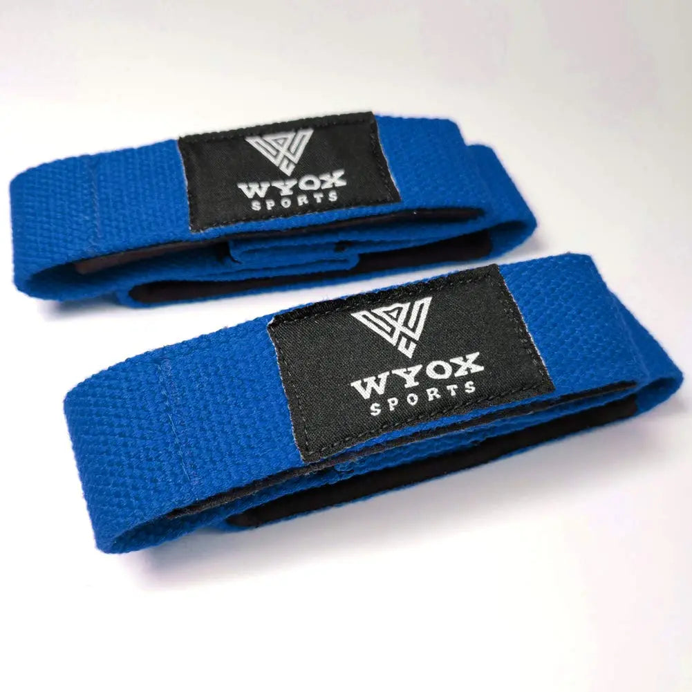 WYOX Figure 8 Weight Lifting Straps for Weightlifting Heavy Duty Deadlifting Workout Straps | Wrist Wraps Gym Equipment Gear Men Women PAIR (Blue)