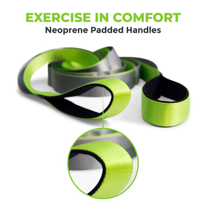 Gradient Fitness Stretching Strap Wide Grip 1.5 Inch X 8 Feet - 12 Multi Loop Non Elastic Nylon Stretch Band with Neoprene Handles, Storage Bag and 12 Exercise Poster - 4 Color Options