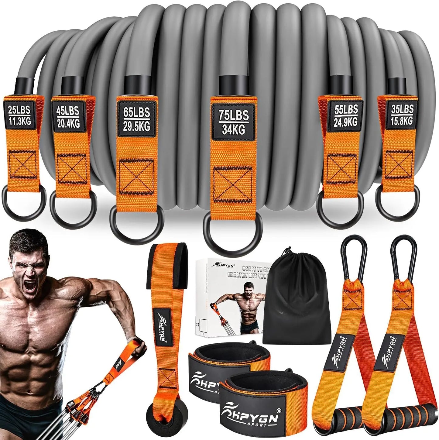 Heavy Resistance Bands, 300LBS Exercise Bands for Working Out, Fitness Bands with Handles, Workout Bands for Men, Weight Bands Set for , Strength, Slim, Yoga, Gym Equipment