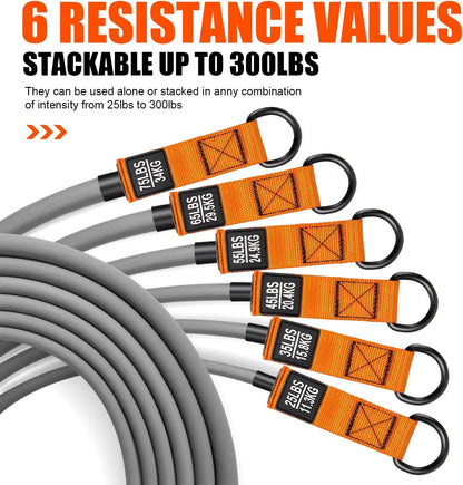 Heavy Resistance Bands, 300LBS Exercise Bands for Working Out, Fitness Bands with Handles, Workout Bands for Men, Weight Bands Set for , Strength, Slim, Yoga, Gym Equipment