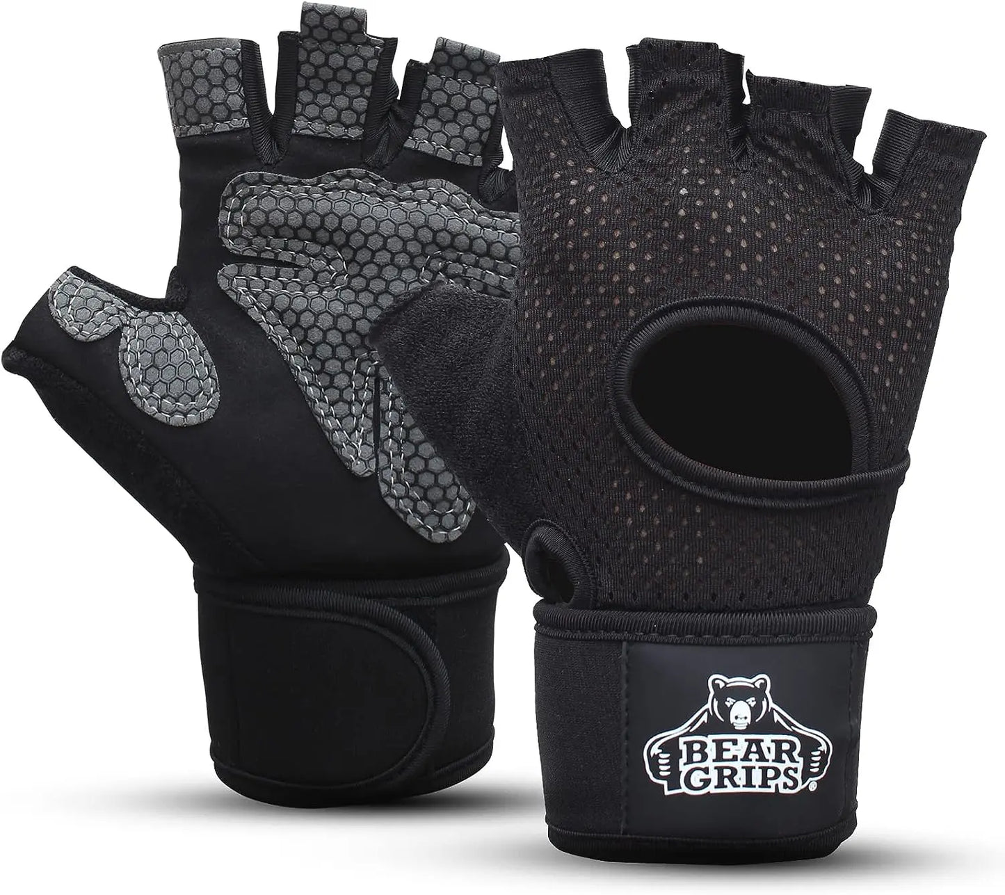 Bear Grips Weight Lifting Gloves for Men & Women | Half Finger Lifting Gloves | Full Finger Workout Gloves for Men | No Finger Exercise Gloves L Compression Weightlifting Gloves | Gym Gloves for Men