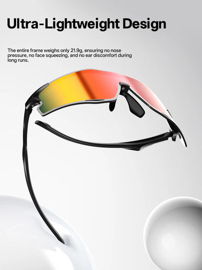 SCVCN Unisex Rimless Sports Sunglasses, Lightweight TR 90 Frame with Ventilated Photochromic or Mirrored PC Lenses, UV Protection for Outdoor Sports