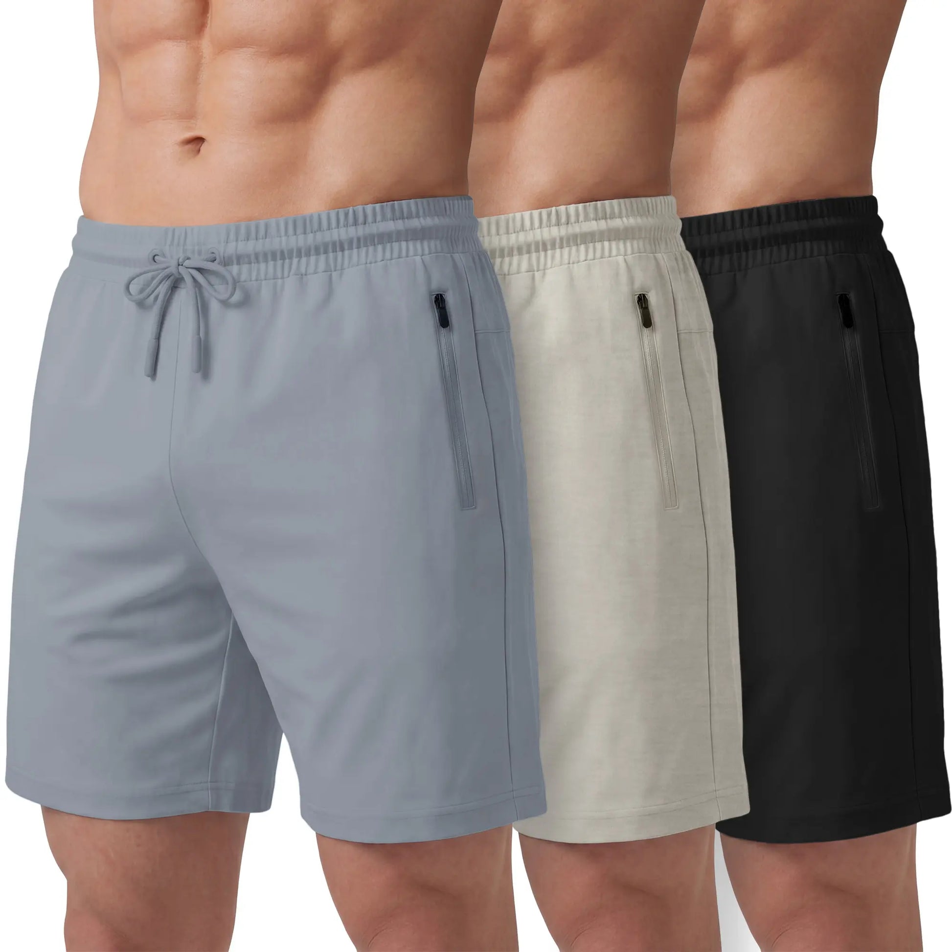 PURE CHAMP Men'S 3-Pack Athletic Shorts Set - 8" Fitness Workout Men’S Shorts for Basketball, Gym, Male Active Style with Zipper Pockets, S-3XL